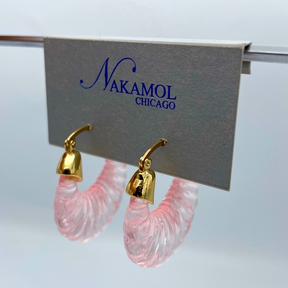 Nakamol Pink Scalloped Hoop Earrings NWT - Picture 3 of 4